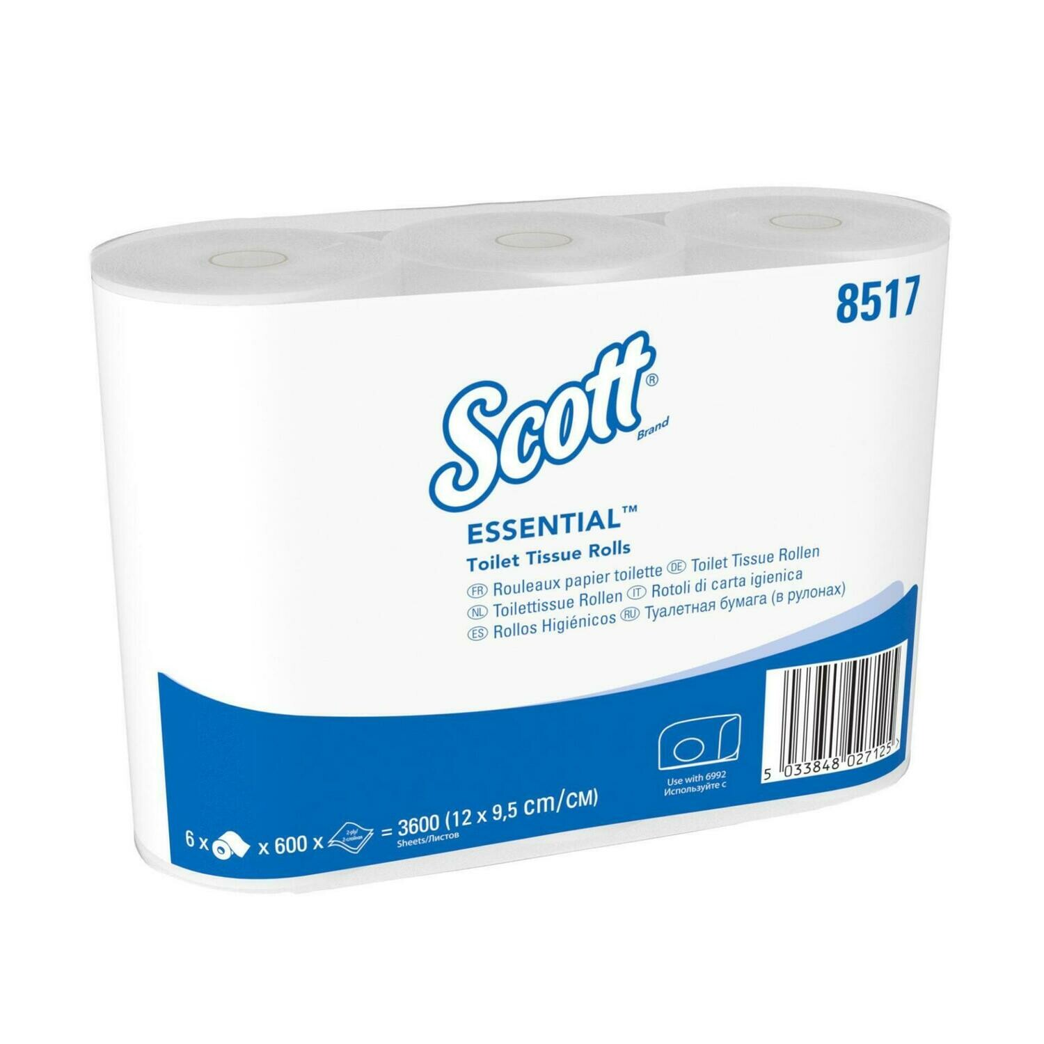 Scott Toilettenpapier Kleinrolle  6x6x600 Blatt 2-lagig 100% Recyclingpapier/Weiß