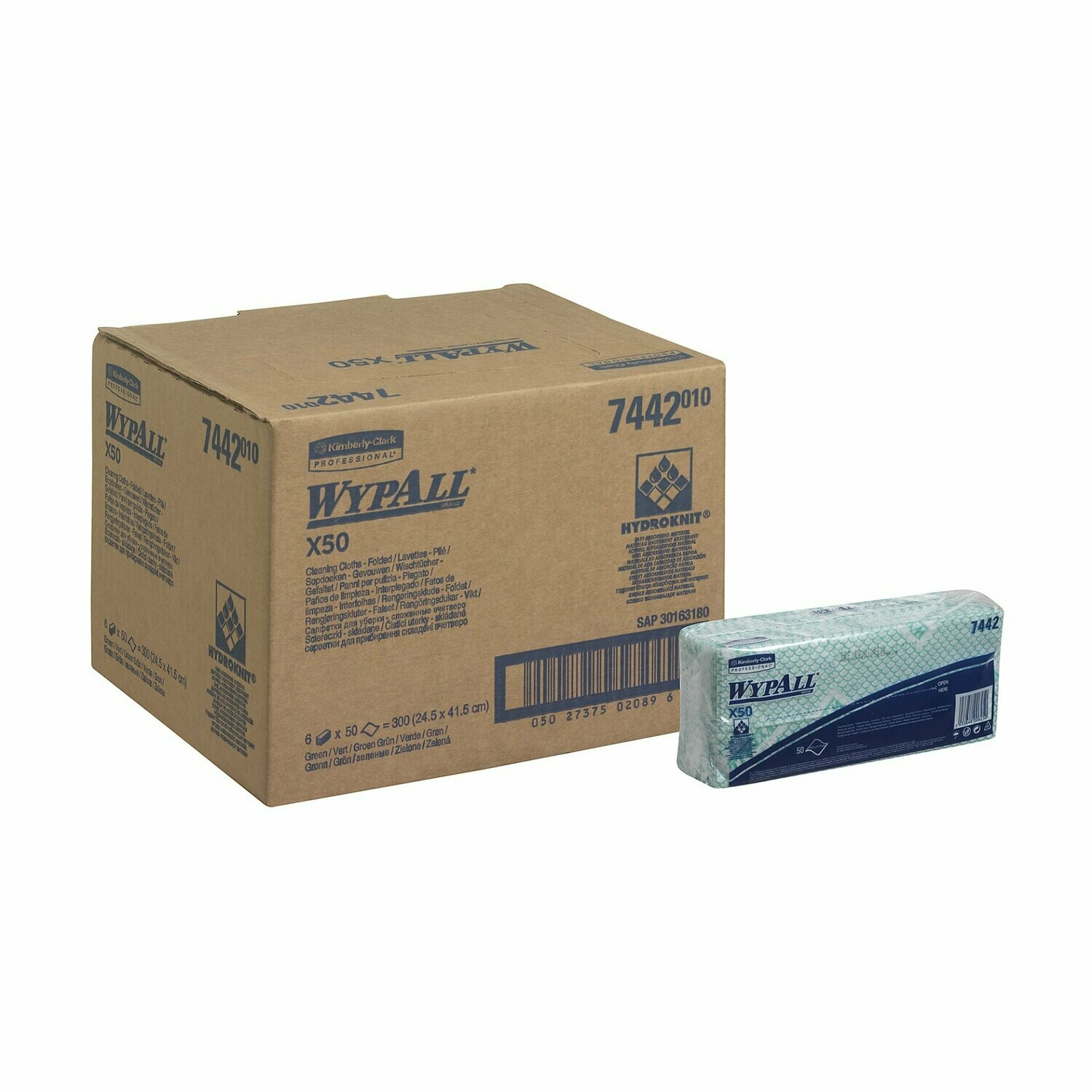 Wypall X50 Wischtücher 300 Tücher farbcodiert Grün
