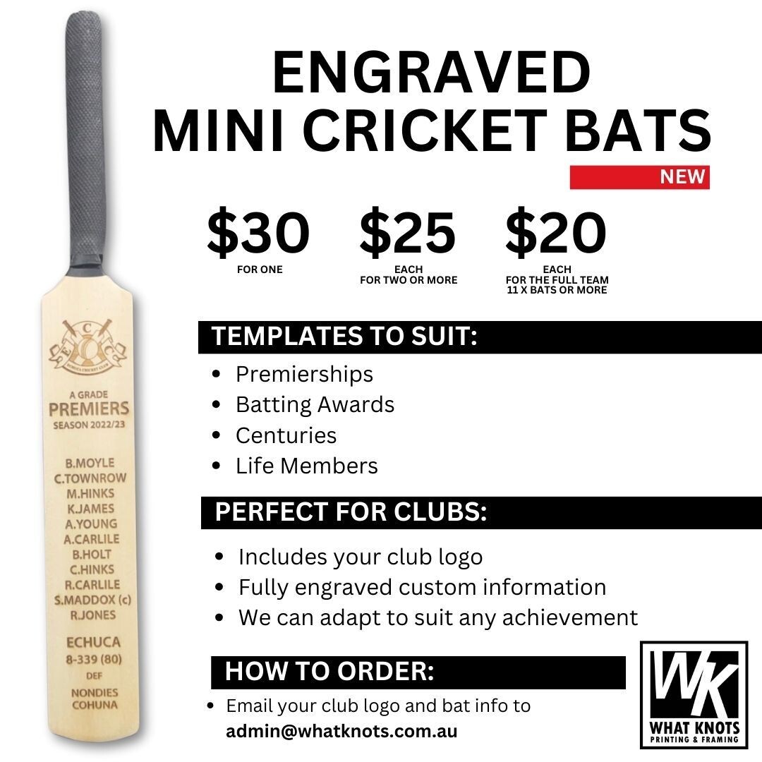 Engraved Mini Cricket Bat - Premiers