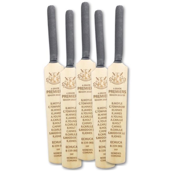 Engraved Mini Cricket Bat - Premiers
