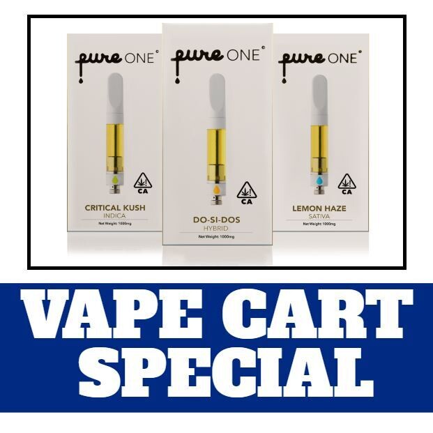 PURE ONE VAPE CART SPECIAL! 3 GRAMS FOR $110!