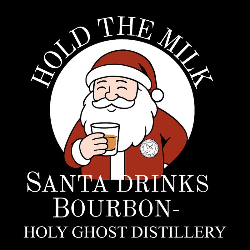 Santa Drinks Bourbon - T-Shirt with HGD Sticker