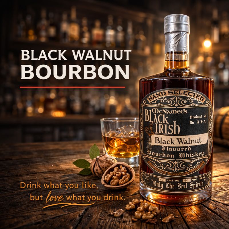 Black Walnut Flavored McNamee's Black Irish Bourbon - 750ml 80 Proof