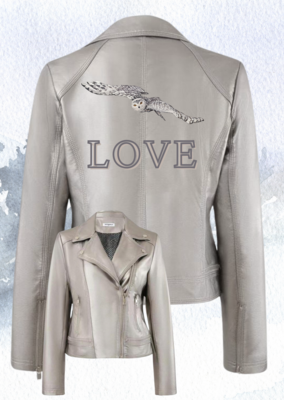 Personalisierte Lederjacke Silber Braut Jacke