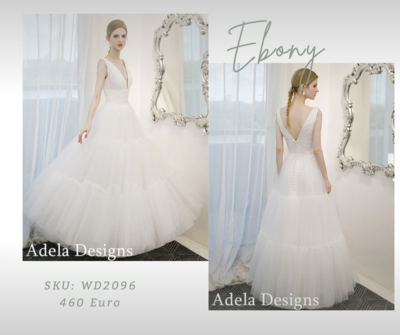 Ebony Brautkleid knöchellang aus strukturierten Tüll Ebony Brautkleid knöchellang aus strukturierten Tüll