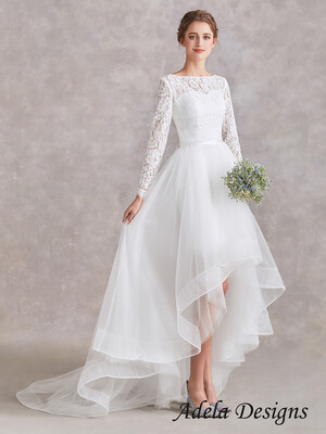 High Low Linien Brautkleid mit abnehmbaren Rock High Low Linien Brautkleid mit abnehmbaren Rock