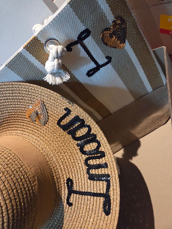 Adults, Teens &amp; Tweens Tan Regular Brim Sunhat with Gold Thread in the weave