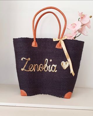 Black Hessian Beach / Picnic Basket - Large