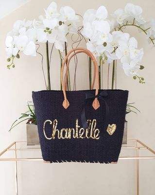 Black Hessian Beach / Picnic Basket - Large