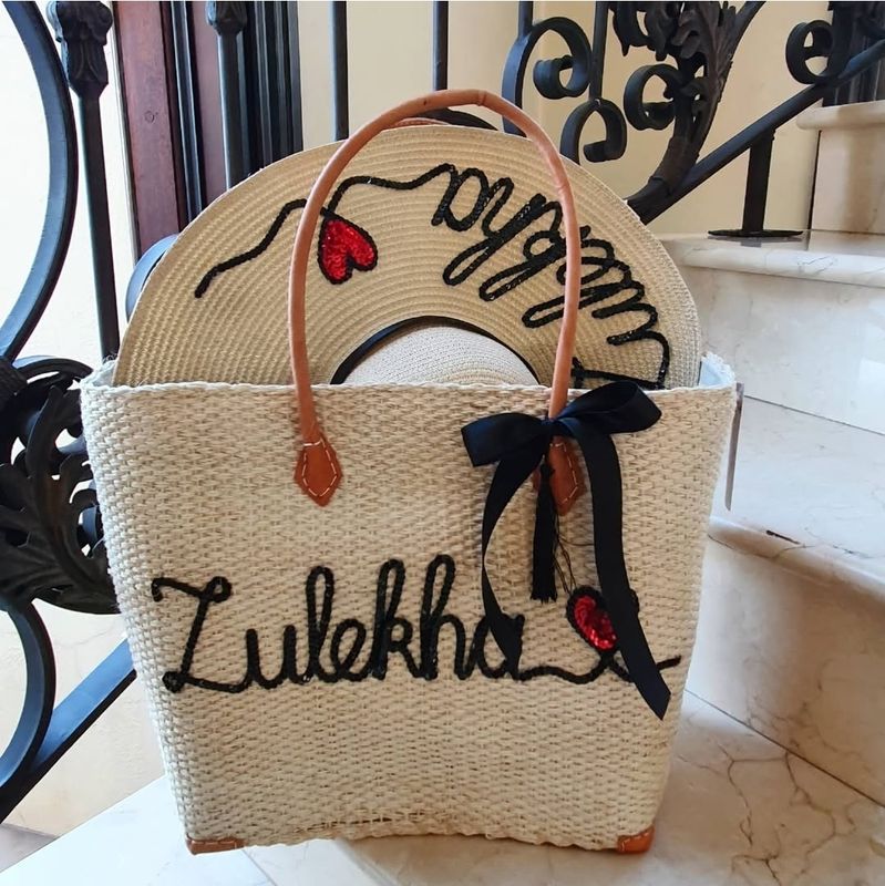 Cream Hessian Beach / Picnic Basket - Large