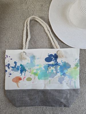 Paint Splash Picnic Swimming Beach Bag - Grey / Blue Tones