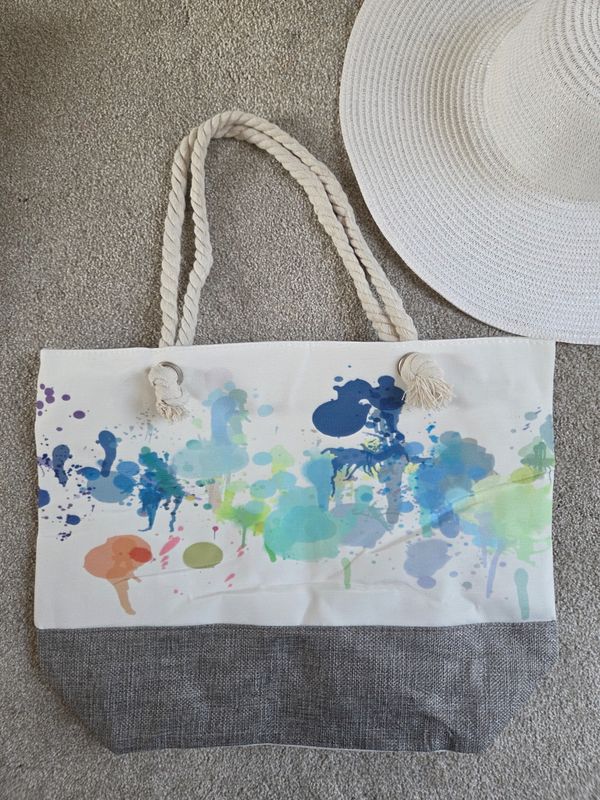 Paint Splash Picnic Swimming Beach Bag - Grey / Blue Tones Paint Splash Picnic Swimming Beach Bag - Grey / Blue Tones
