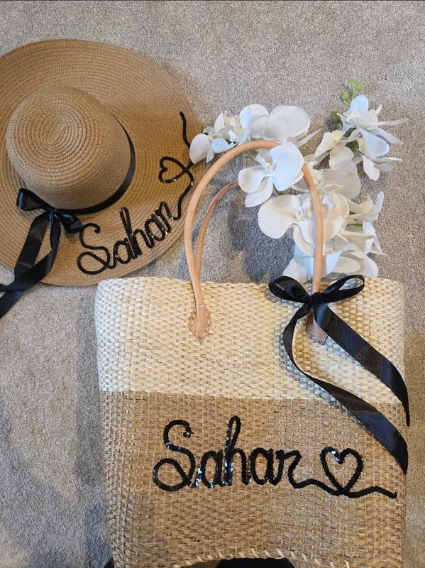 Tan and Cream 2-tone Hessian Beach / Picnic Basket - Large