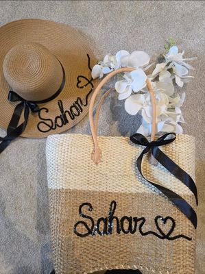 Tan and Cream 2-tone Hessian Beach / Picnic Basket - Large