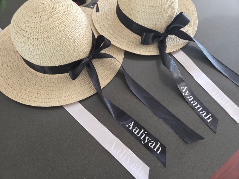 Young Girls (Age 2-7) Cream Sunhat with Personalised Ribbon