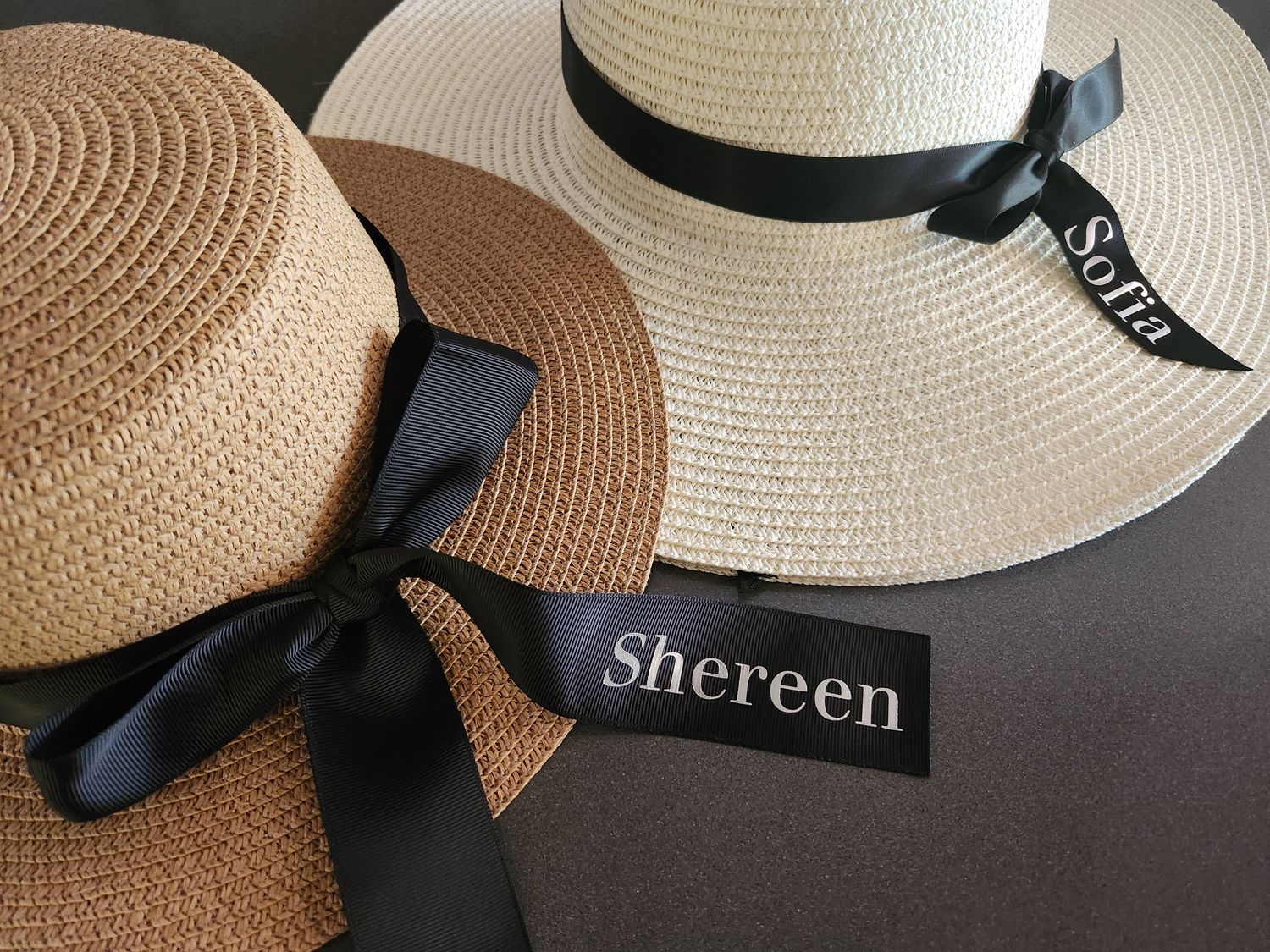 Adults, Teens &amp; Tweens Cream Regular Brim Sunhat with Personalised Ribbon