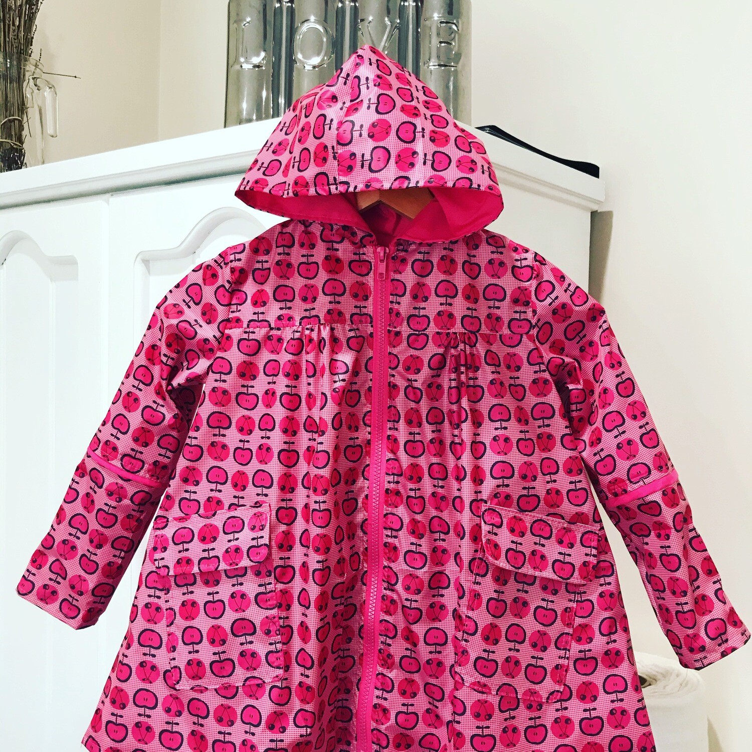 Little Girls Raincoat - Cherry Pattern Ages 2/3