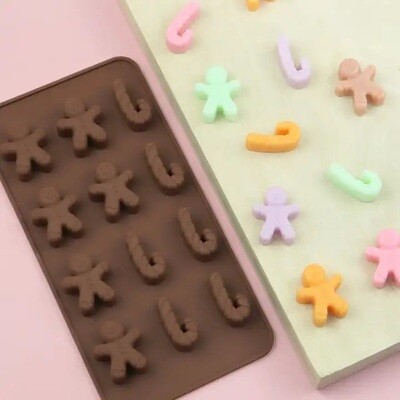 Gingerbread &amp; Candy Cane Silicone Mould