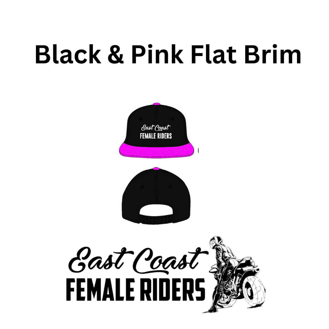 ECFR Flat Brim Caps - Long Logo - Black and Pink