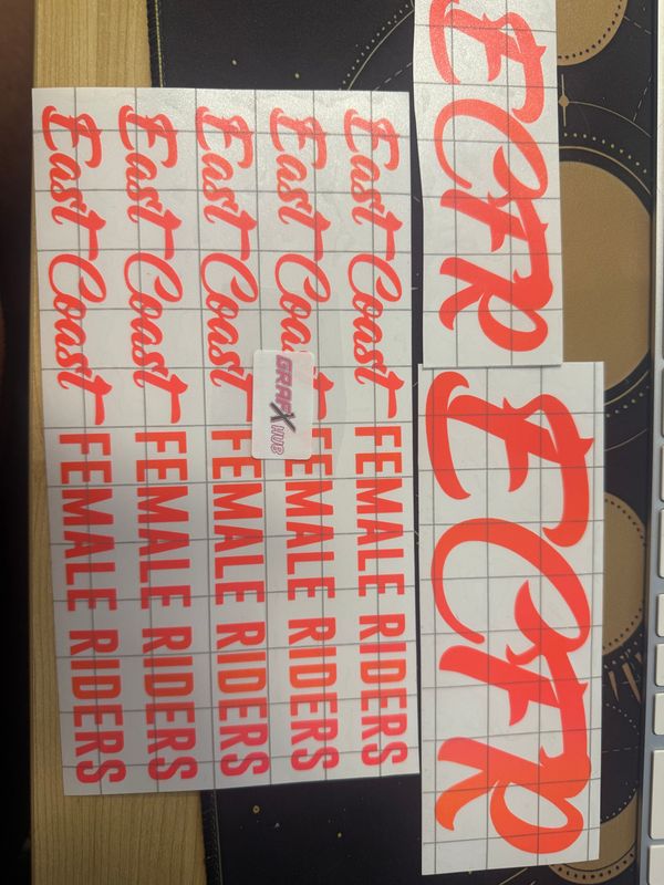 Reflective Orange/Coral Long Logo Stickers!