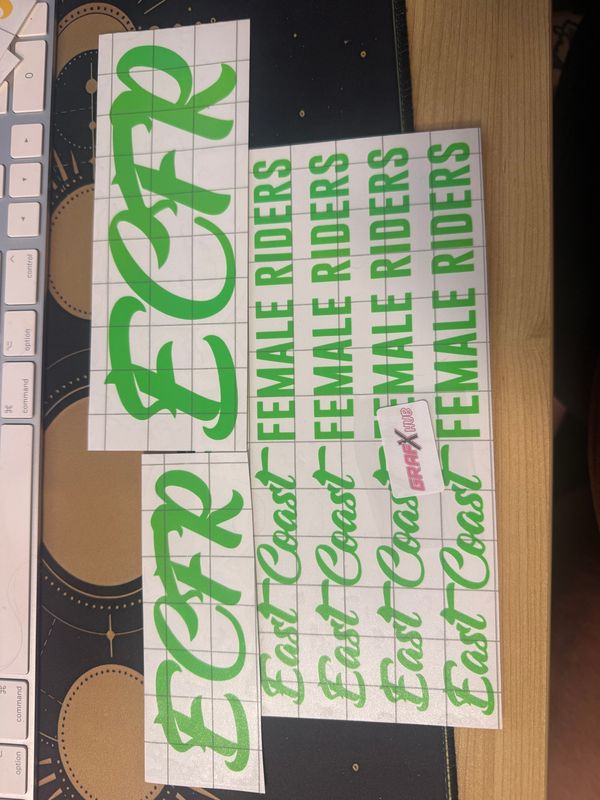 Reflective Green Long Logo Stickers!