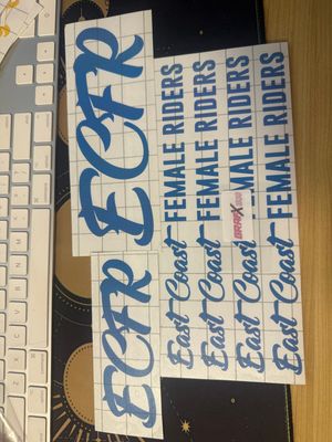 Reflective Blue Long Logo Stickers!