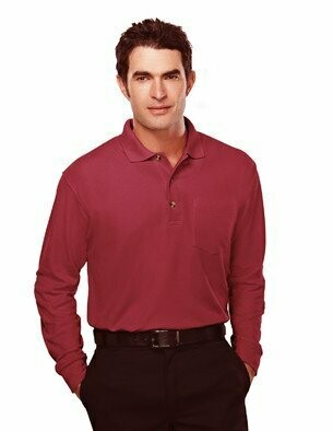 TM 609 Long Sleeve Pique Knit Golf Shirt With Pocket (Regular sizes and  TALLS)