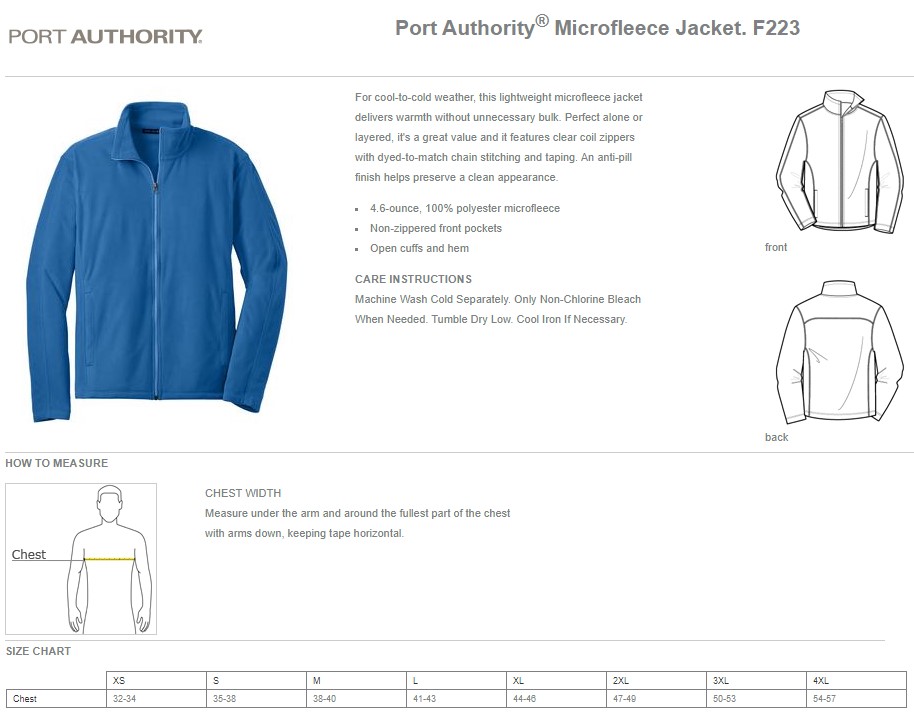 TEXAS RACES F223/L223 Men's and Ladies' Full-zip Microfleece Jacket - CODE REQUIRED TO ORDER