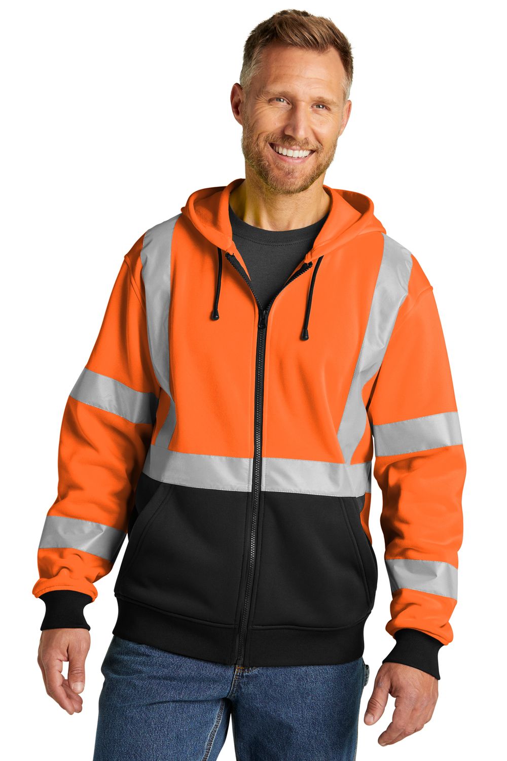 CSF300  CornerStone® ANSI 107 Class 3 Heavy-Duty Fleece Full-Zip Safety Hoodie