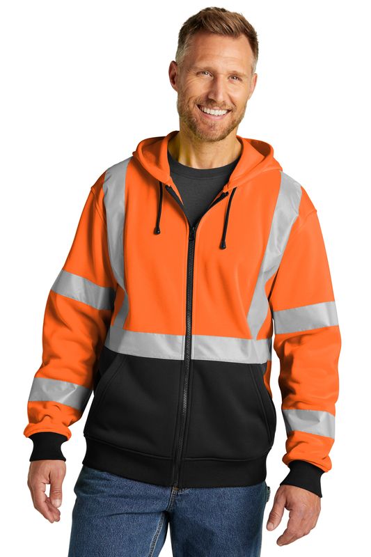 CSF300  CornerStone® ANSI 107 Class 3 Heavy-Duty Fleece Full-Zip Safety Hoodie