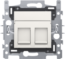 2 RJ45-aansluitingen STP Cat6, vlakke uitvoering, sokkel en afwerkingsset, white
