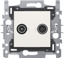 2x enkelvoudige coaxaansluiting voor tv en FM Telenet Interkabel, sokkel en afwerkingsset white