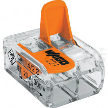WAGO - Verbindingsklem COMPACT: 2 x 0,14 - 4 mm² - Transparant & Oranje (100 stuks)