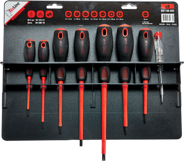 Set van 7 geïsoleerde schroevendraaiers 1000 V + tester