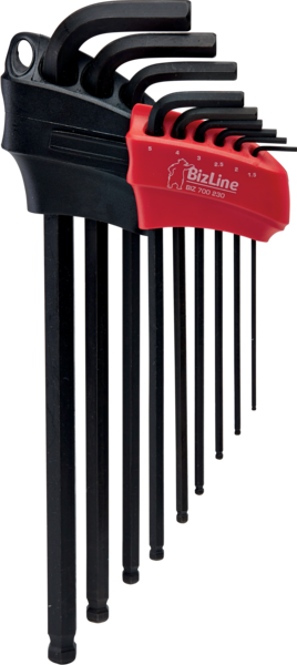 Set van 9 inbussleutels met kogelkop