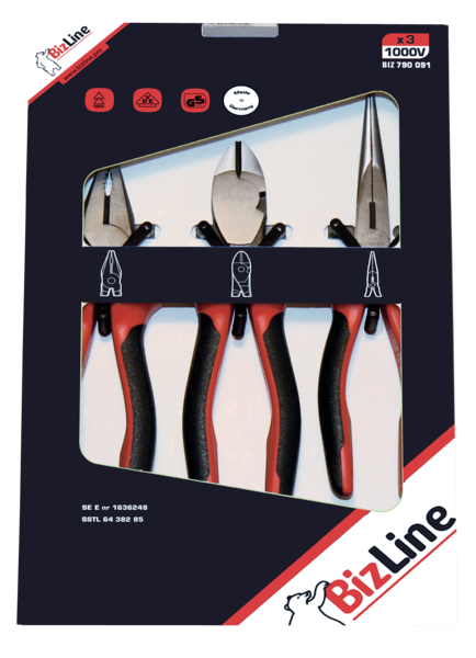 Algemene kit 3 geïsoleerde tangen 1000 V