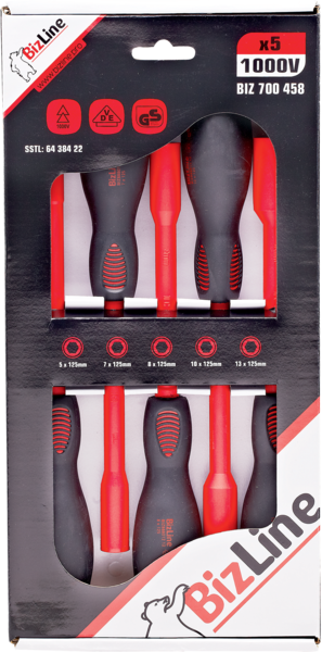 Kit 5 geïsoleerde schroevendraaiers met dop 1000V