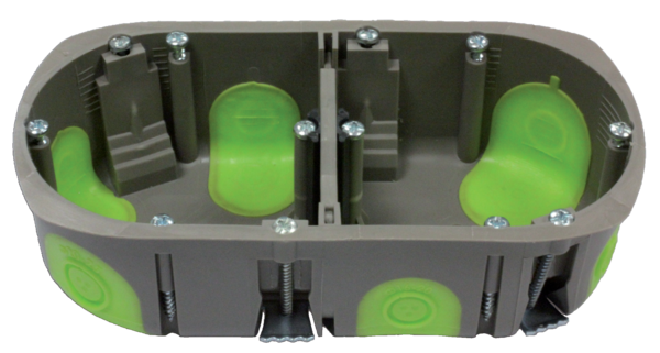 Meervoudige inbouwdoos R'Box Ø 67 mm hartafstand 71 mm 2 stations diepte 50 mm Meervoudige inbouwdoos R'Box Ø 67 mm hartafstand 71 mm 2 stations diepte 50 mm