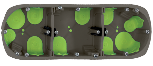 Meervoudige inbouwdoos R'Box Ø 67 mm hartafstand 71 mm 3 stations diepte 50 mm