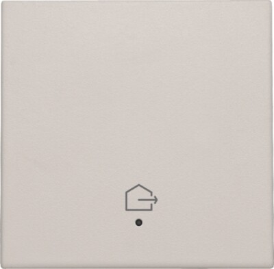 Afwerkingsset met lens voor geconnecteerde enkelvoudige schakelaar met symbool "woning verlaten", light grey