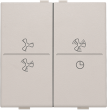 Tweevoudige toets met ventilatoropdruk 0 t.e.m. 3 voor draadloze schakelaar of drukknop met 4 bedieningsknoppen, light grey