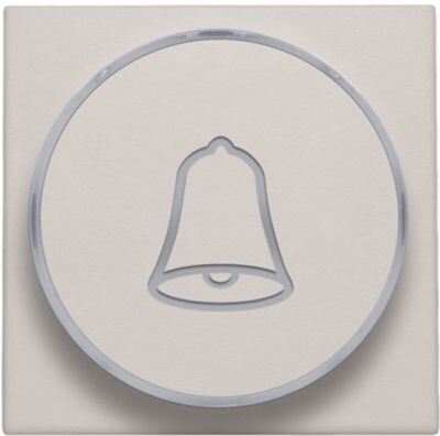 Afwerkingsset met doorschijnende ring met belsymbool voor drukknop 6 A met amberkleurige led met E10-lampvoet, light grey