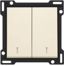 Afwerkingsset met dubbele lens voor serieschakelaar, wisselschakelaar + drukknop N.O., dubbele wisselschakelaar of dubbele drukknop N.O. of N.G., cream