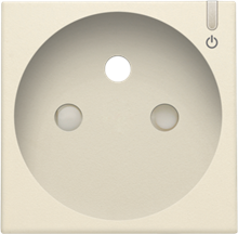 Afwerkingsset voor geconnecteerd schakelbaar stopcontact met penaarde en bedieningsknop, cream Afwerkingsset voor geconnecteerd schakelbaar stopcontact met penaarde en bedieningsknop, cream