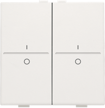 Tweevoudige toets met opdruk I en 0 voor draadloze schakelaar of drukknop met 4 bedieningsknoppen, white