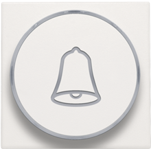 Afwerkingsset met doorschijnende ring met belsymbool voor drukknop 6 A met amberkleurige led met E10-lampvoet, white (101-64007)