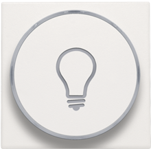 Afwerkingsset met doorschijnende ring met lampsymbool voor drukknop 6A met amberkleurige led met E10-lampvoet, white (101-64008)