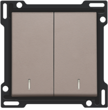 Afwerkingsset met dubbele lens voor serieschakelaar, wisselschakelaar + drukknop N.O., dubbele wisselschakelaar of dubbele drukknop N.O. of N.G., greige (104-61507)