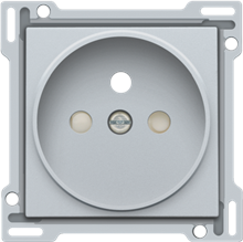 Afwerkingsset voor stopcontact met penaarde en beschermingsafsluiters, inbouwdiepte 21 mm, sterling coated