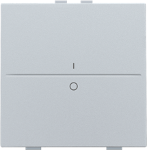 Enkelvoudige toets met opdruk 'I' en '0' voor draadloze schakelaar of drukknop met twee bedieningsknoppen, sterling coated